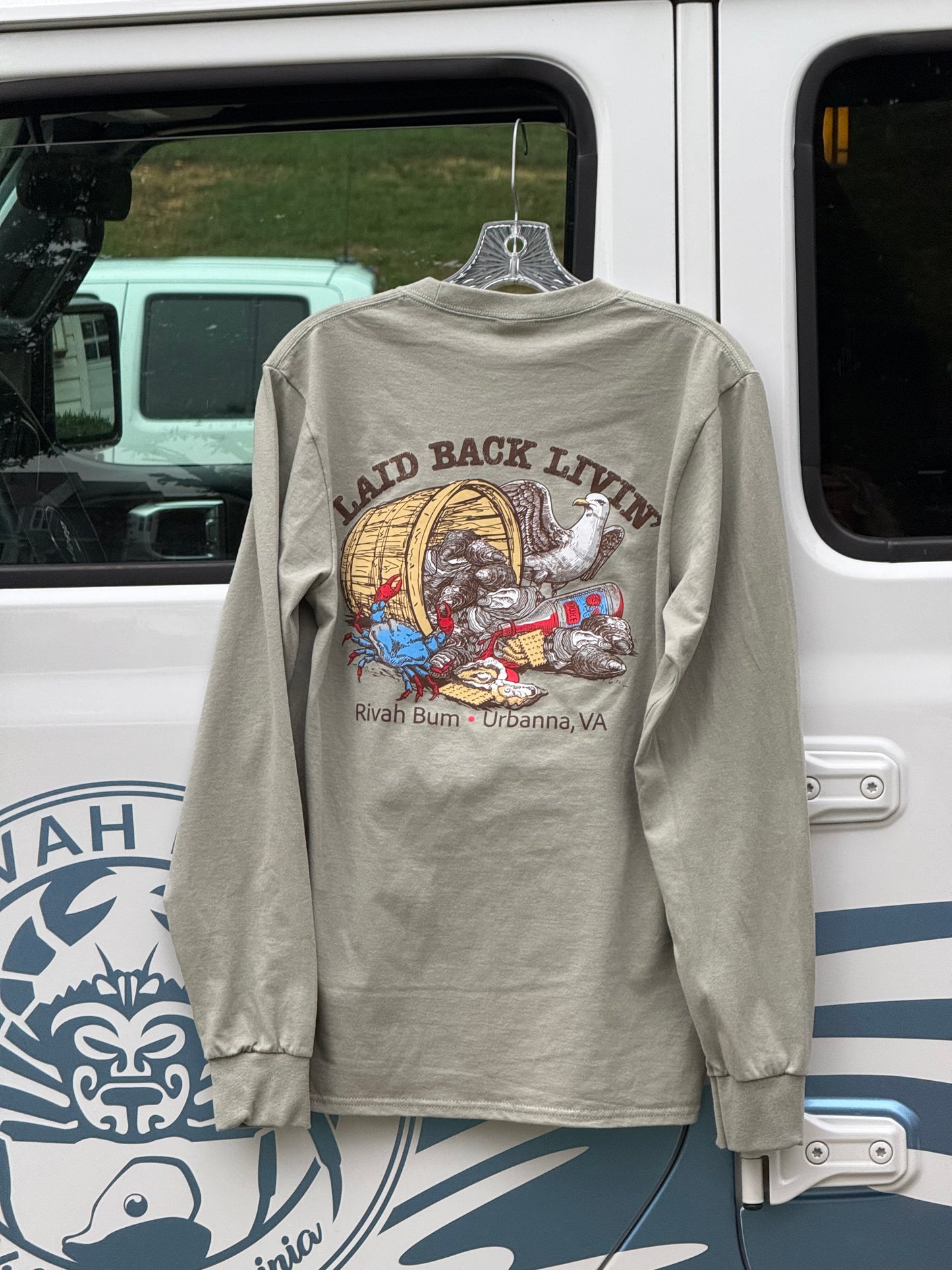 Oyster Life - Rivah Bum | Unisex Long Sleeve Tee - Stonewashed Green