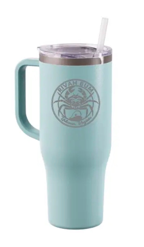 Rivah Bum Logo - Seaglass 40oz Tumbler with Handle