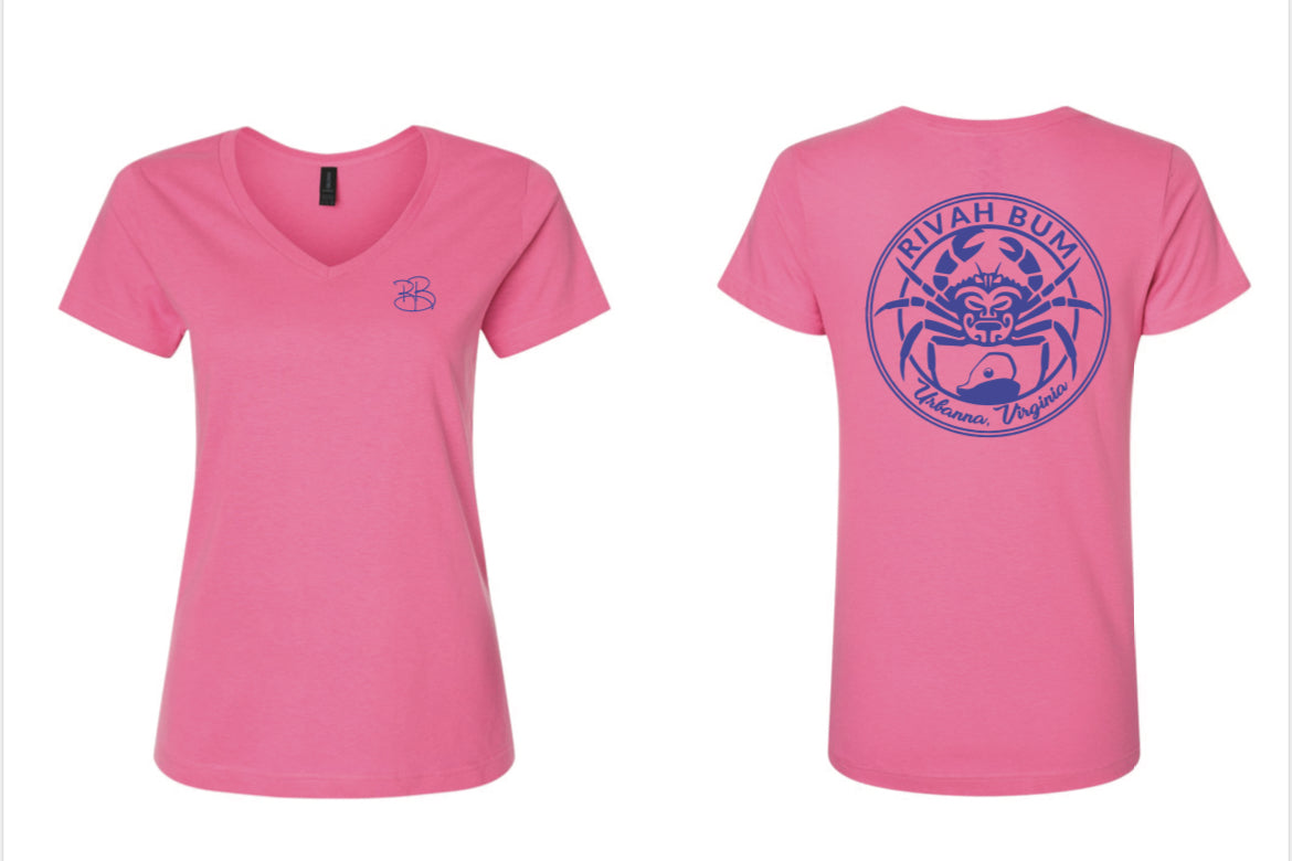 Women's Rivah Bum Urbanna, VA | V-Neck Short Sleeve Tee - Azalea