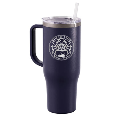 Rivah Bum Logo - NAVY 40oz Tumbler with Handle