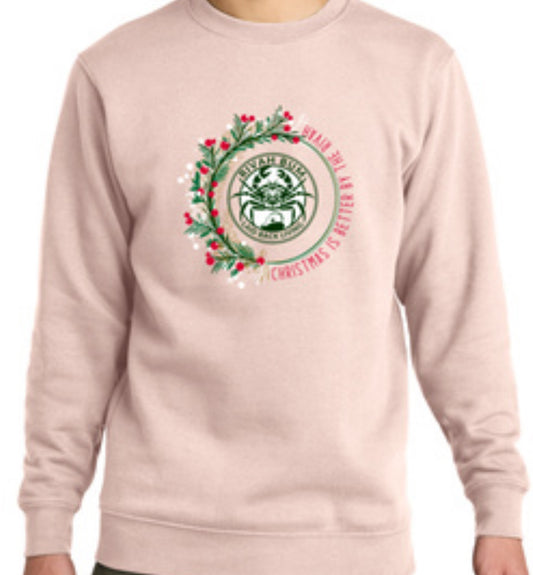 Christmas is better by the Rivah | Crewneck Sweatshirt - Rosewater Pink