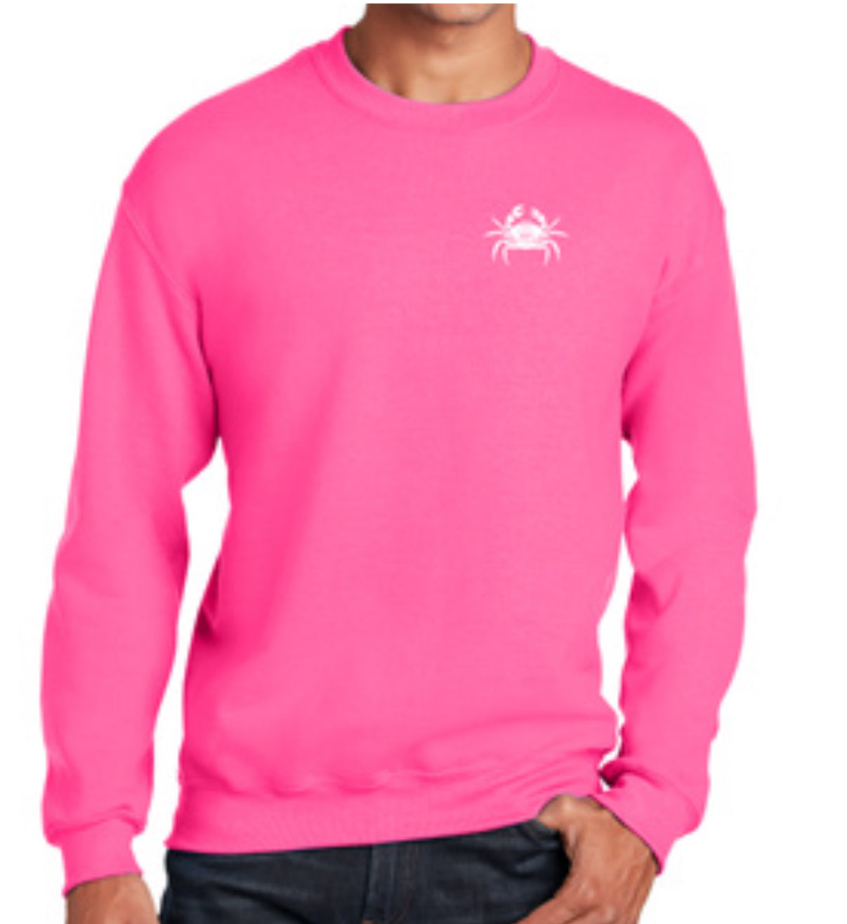 Rivah Bum Logo | Crewneck Sweatshirt - Safety Pink