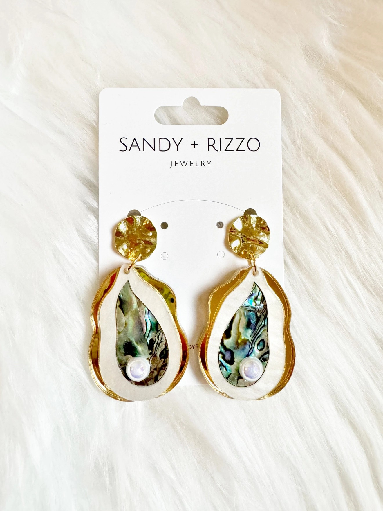 Gold Coastal Acrylic and Abalone Earring