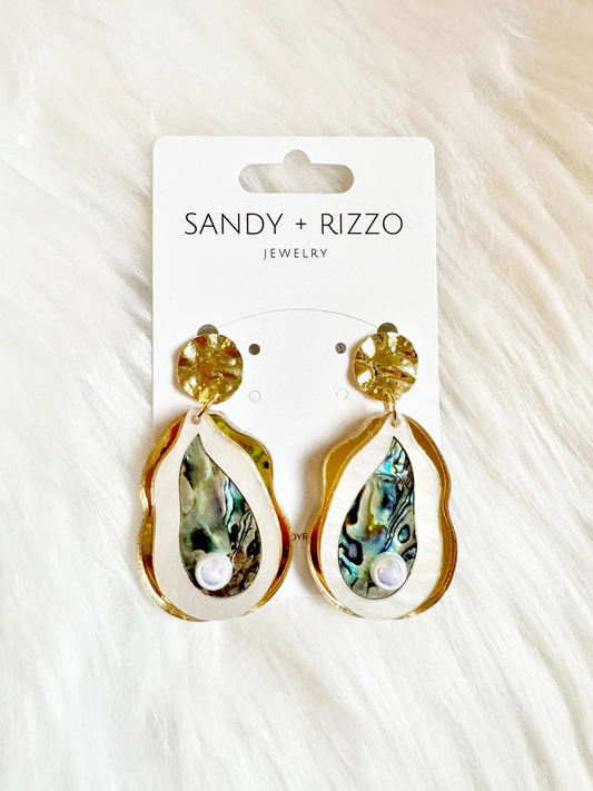 Gold Coastal Acrylic and Abalone Earring