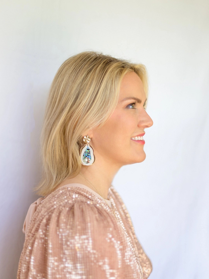 Gold Coastal Acrylic and Abalone Earring