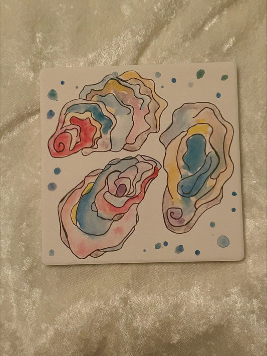 Oysters Absorbent Stone Coaster