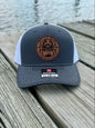 Rivah Bum with Leather Logo Patch - Richardson Snapback Trucker Hat - 112 | Gray/White