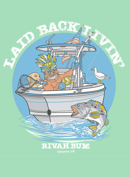 Tiki Bob Hooked on Rivah Time! - Mint Green | Laid Back Living - Short Sleeve Tee