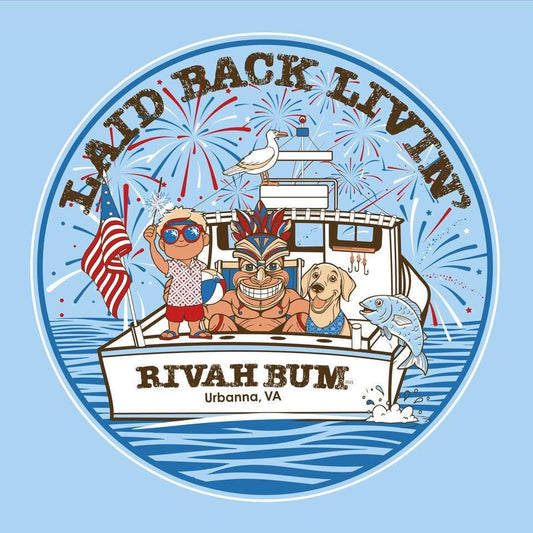 Firework Tiki - Light Blue | Laid Back Living - Short Sleeve Tee