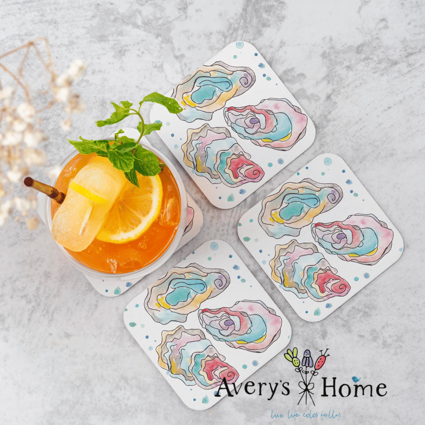 Oysters Absorbent Stone Coaster